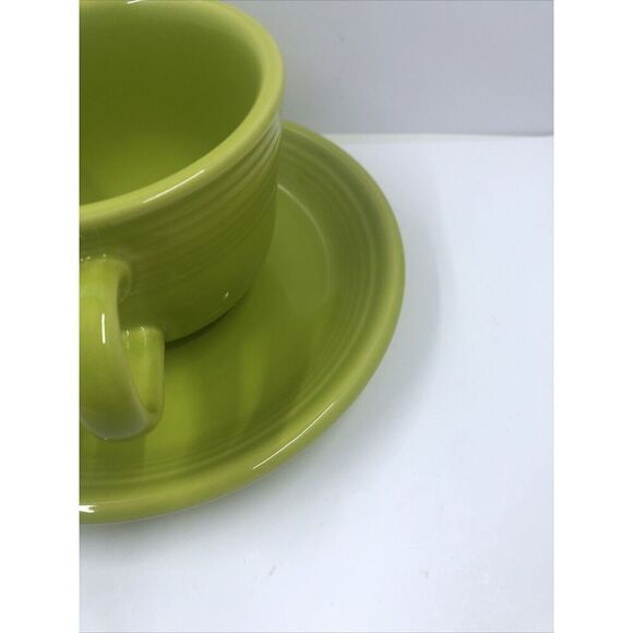 Fiestaware Coffee Tea Cup and Saucer Set Retired Lemongrass Green HLC- BBBC - Picture 8 of 16